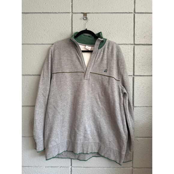Men's Brooks Brothers Quarter Zip Cotton Pullover size XL in Gray Green Preppy - Picture 1 of 3